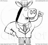 Politician Donkey American Clipart Outlined Coloring Cartoon Vector Cory Thoman Royalty sketch template
