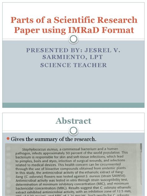 parts   scientific research paper  imrad  scientific
