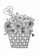 Coloring Mothers Mother Flower Basket Pages Adult Flowers Colouring Books Favecrafts Choose Board sketch template