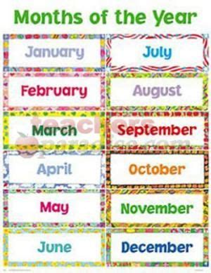 printable months  year months   year printable flash cards