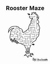 Maze Rooster Mazes Printable Animal Museprintables Printables Kids sketch template