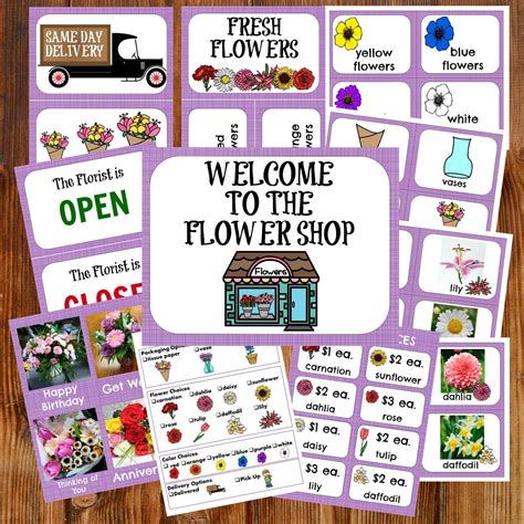 flower shop dramatic play  printables printable word searches