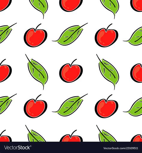 apple fruit leaf color seamless pattern royalty  vector