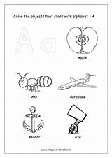 Alphabet Start Things Coloring Color Pages Letter Objects Starting Printable English Kindergarten Worksheets Megaworkbook Each sketch template