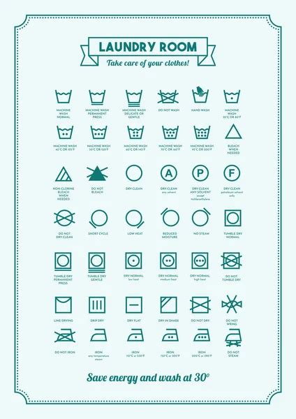 laundry symbols poster stock vector  elenabs