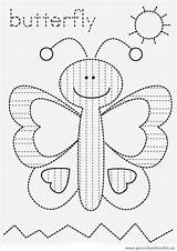 Butterfly Worksheets Tracing Old Worksheet Trace Lines Drawing Color Line Two Kids Pre Preschool Writing Freebie Year Topics Activities Years sketch template