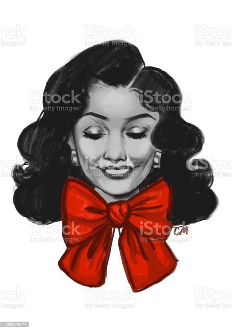 vintage pin up lady with bow stock illustration download image now