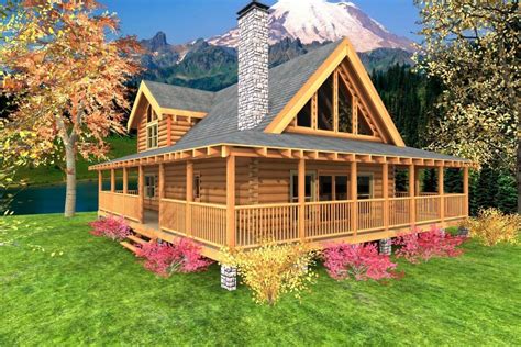 simple single floor log cabin  wrap  porch randolph indoor  outdoor design