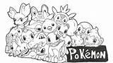 Pokemon Coloring Starters Pages Print Line Template 2d Choose Board Characters sketch template