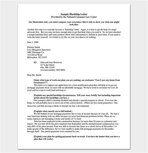 hardship letter template   word  format