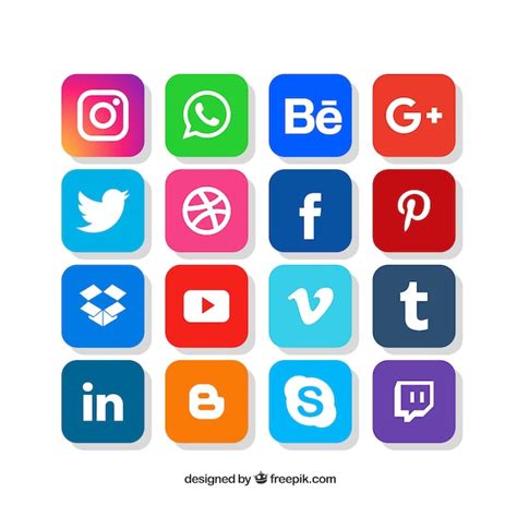 coleccion de logos de redes sociales en estilo plano vector gratis