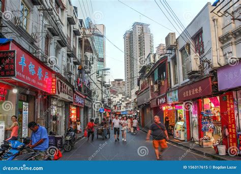 shanghai  street china editorial image image  scene