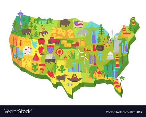 usa tourist attraction  map royalty  vector image