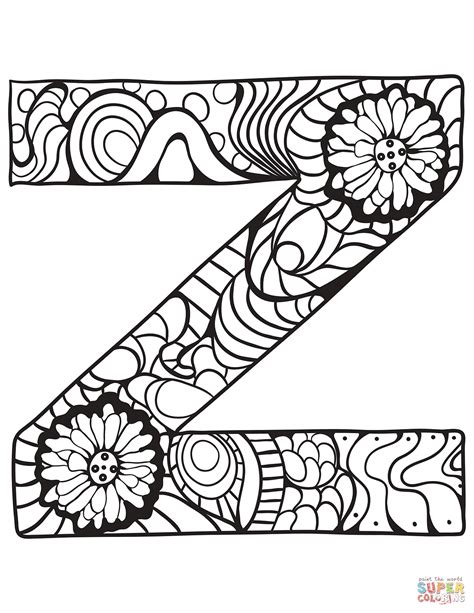 zentangle alphabet pages coloring pages