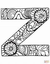 Coloring Letter Zentangle Pages Alphabet Printable Letters Adult Adults Template Supercoloring Choose Board Kids Worksheets Templates Categories sketch template