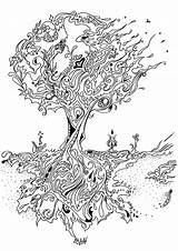Adults Ausmalbilder Baum Acacia Brought Colorir Páginas Erwachsene Mandala Zentangle Stained sketch template