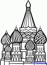 Kremlin Russie Coloriage Cathedral Dragoart Enregistrée Basil sketch template