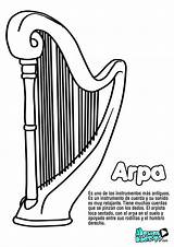 Arpa Instrumentos Cuerda Educativos Musicales Dibujada sketch template