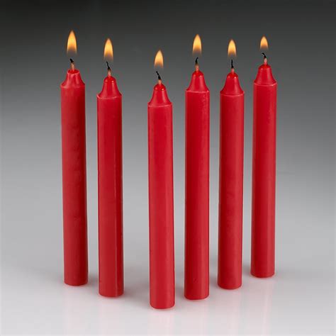 chime red taper candles        thick burn  set