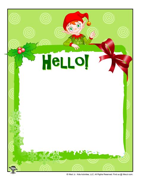 elf stationery printable printable word searches