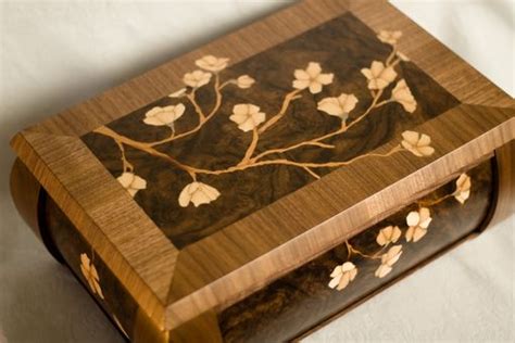 custom  walnut radius jewelry box  apple blossom