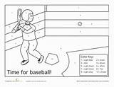 Number Color Baseball Coloring Worksheets Pages Worksheet Sports Sport Education sketch template