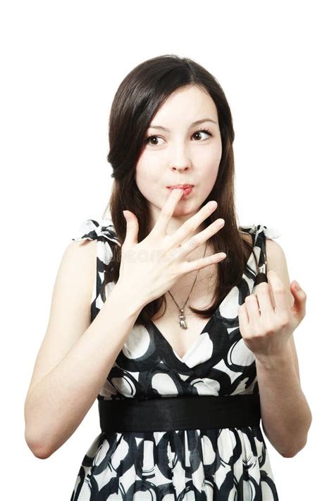 Girl Licking Her Fingers Stock Image Image Of Adult 14670635