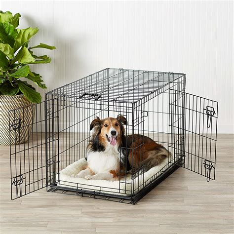 amazonbasics double door folding metal dog crate cage