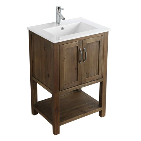 rustic  single sink bathroom vanity  porcelain integrated