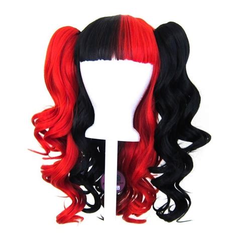 top images  red   black hair  black  red long