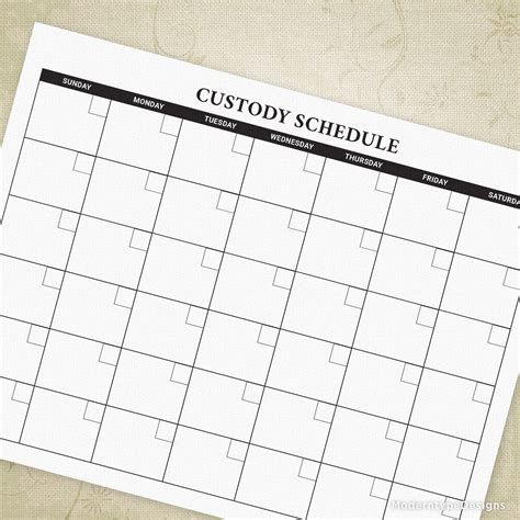 custody schedule calendar printable  parents schedule calendar