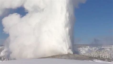 this geyser erupting on a frigid day will make your winter solstice