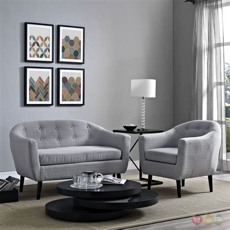 mid century modern wit contemporary pc living room set light gray