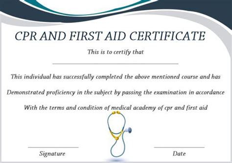 printable cpr certificate templates  printable cards