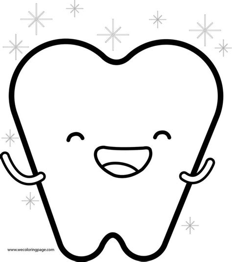 happy teeth cartoon coloring page
