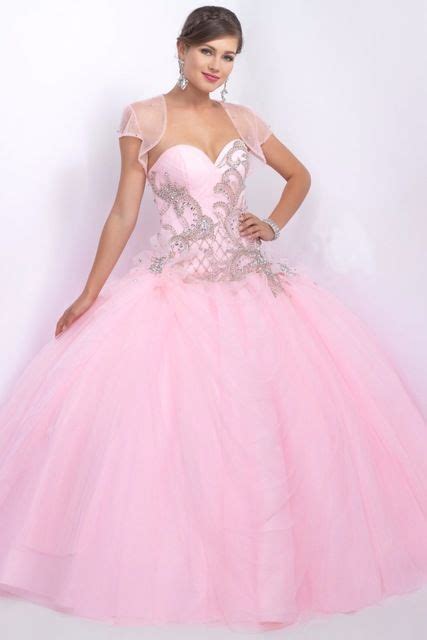 buy pink quinceanera dresses  jacket  crystal hand beading blush