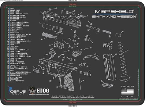 smith wesson mp shield cerus gear schematic exploded view heavy  edog usa