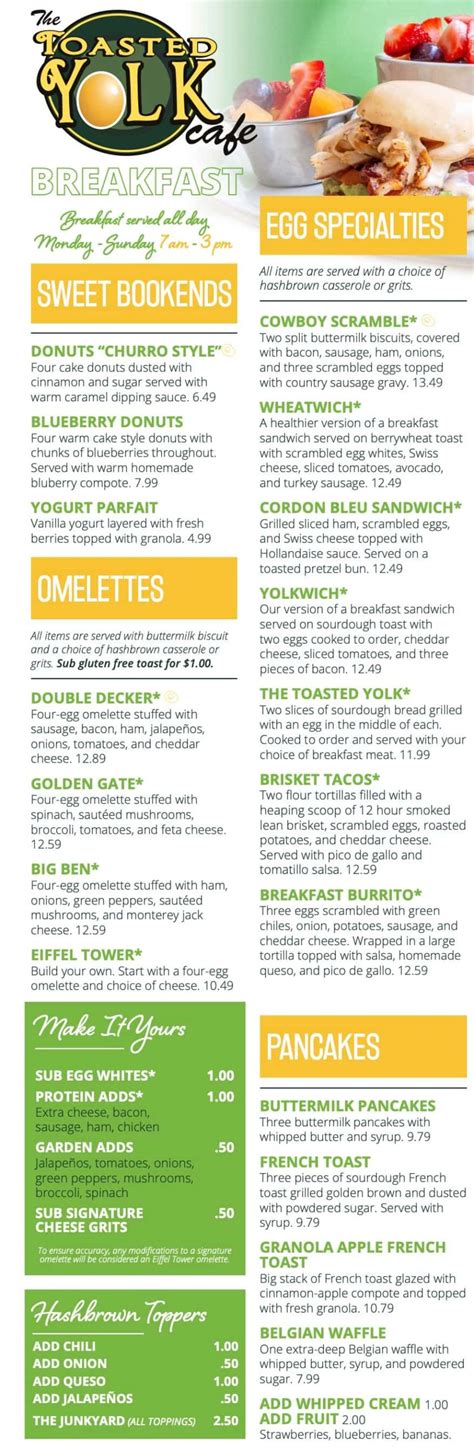 toasted yolk cafe menu  prices updated