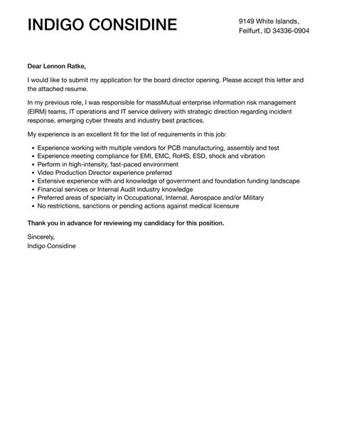 board director cover letter velvet jobs