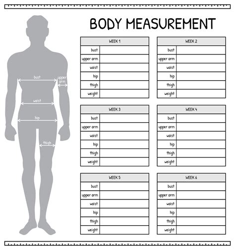 printable body measurements chart  weight loss  printable word