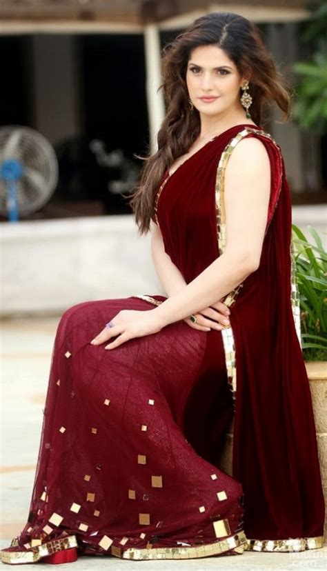 fashion glamour world fok zarin khan bollywood famous actress wear designer maroon saree