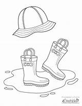 Coloring Rain Boots Hat Library Clipart Printable sketch template