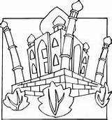 Taj Mahal Coloring Pages Palace sketch template