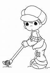Golf Coloring Pages Precious Moments Printable Kids Player Coloriage Broderie Drawing Cute Girls Para Colorear Colorier Color Colouring Colour Imprimer sketch template