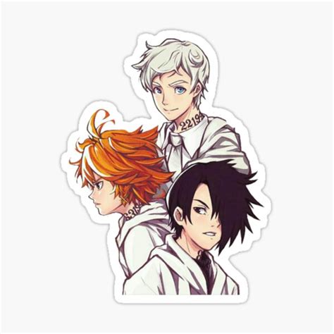 the promised neverland cute ray emma and norman sticker for sale