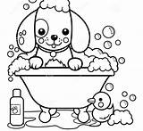 Coloring Bath Dog Vector Pages Taking Bubble Towel Tub Time Kids Outline Printable Color Getdrawings sketch template