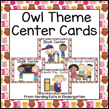owl themed center cards  herding kats  kindergarten tpt