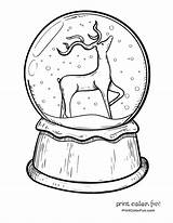 Snow Globe Christmas Coloring Pages Globes Drawing Reindeer Para Colorir Printable Tut King Print Winter Snowglobe Drawings Natal Sheets Globo sketch template