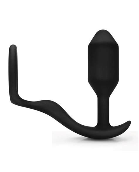 B Vibe Snug Tug Weighted Silicone And Penis Ring Black On