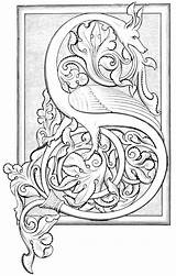 Illuminated Manuscript Letters Coloring Alphabet Pages Manuscripts Drawing Medieval Letter Lettering Printable Initial Colouring Book Related Capital Illumination Board Books sketch template